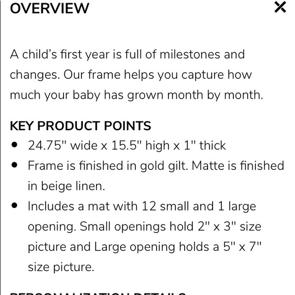 Pottery Barn Kids Accents Pottery Barn Kids Gold Gilt First Year